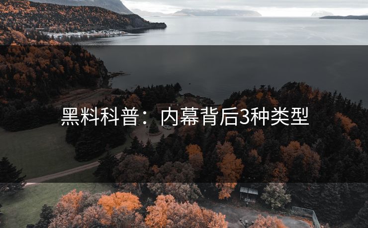 黑料科普：内幕背后3种类型