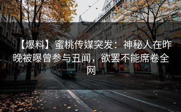 【爆料】蜜桃传媒突发：神秘人在昨晚被曝曾参与丑闻，欲罢不能席卷全网