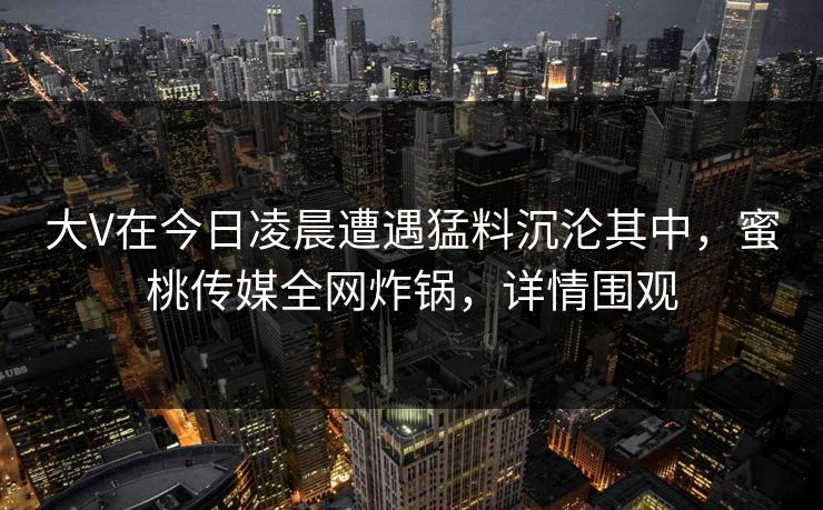 大V在今日凌晨遭遇猛料沉沦其中，蜜桃传媒全网炸锅，详情围观