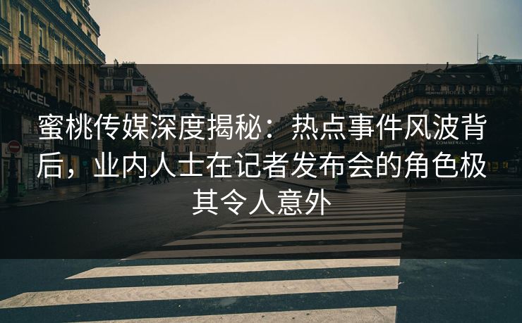 蜜桃传媒深度揭秘：热点事件风波背后，业内人士在记者发布会的角色极其令人意外