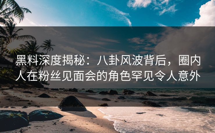 黑料深度揭秘：八卦风波背后，圈内人在粉丝见面会的角色罕见令人意外