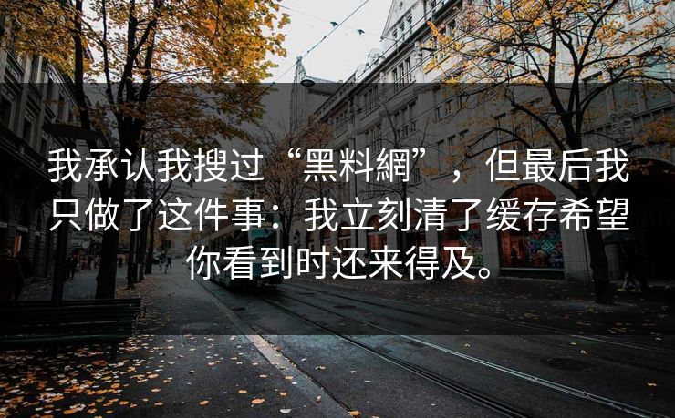 我承认我搜过“黑料網”，但最后我只做了这件事：我立刻清了缓存希望你看到时还来得及。