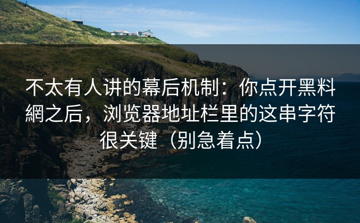 不太有人讲的幕后机制：你点开黑料網之后，浏览器地址栏里的这串字符很关键（别急着点）