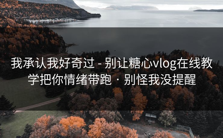 我承认我好奇过 - 别让糖心vlog在线教学把你情绪带跑 · 别怪我没提醒